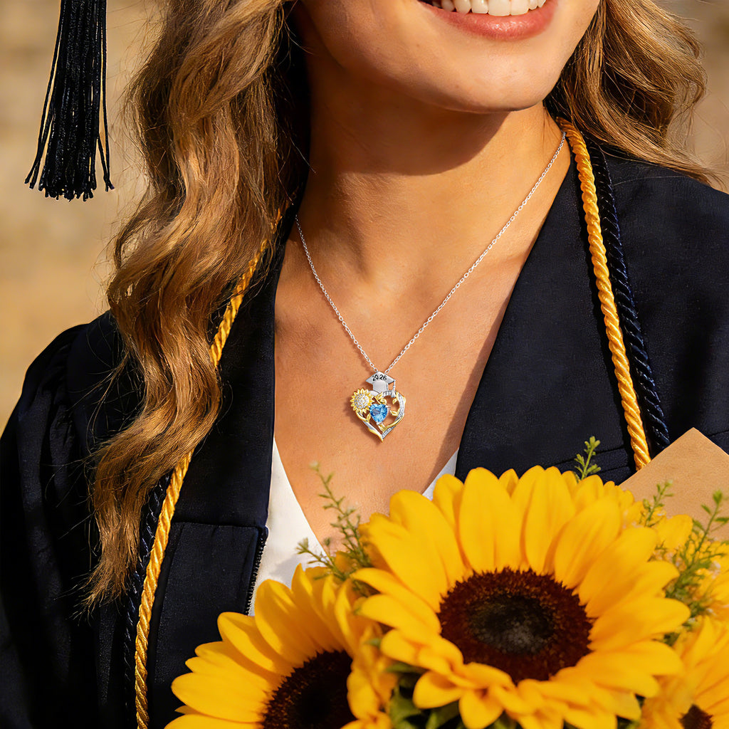 Iefil Graduation Gifts for Her 2026 College, 925 Sterling Silver Sunflower January Garnet Red Birthstone necklace for women Jewelry, Inspirational Graduation High School Graduate Gift for Best Friend