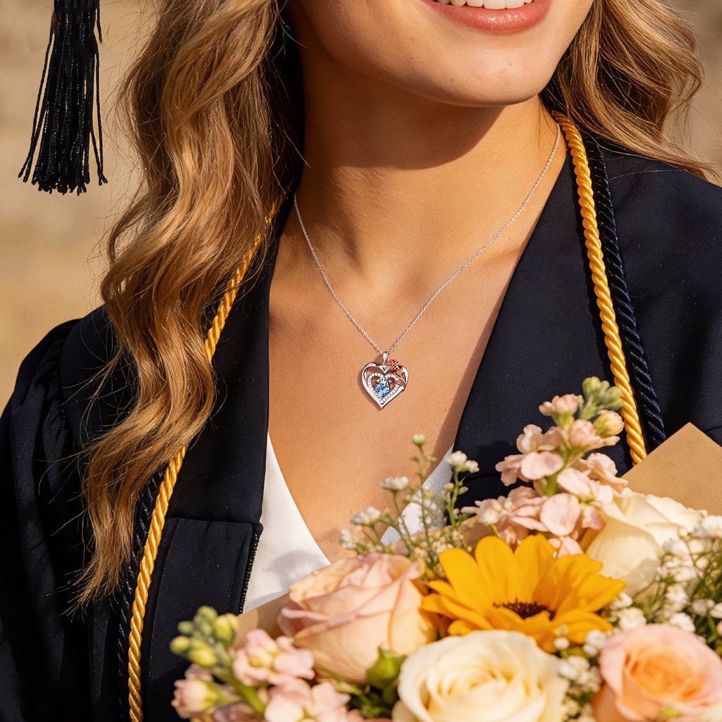 Iefil Graduation Gifts for Her 2026 College, 925 Sterling Silver Rose Heart January Garnet Red Birthstone necklace for women Jewelry, Inspirational Graduation High School Graduate Gift Best Friend