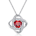 Love Knot Birthstone Necklace for Women, 925 Sterling Silver Love Knot Heart Birthstone Necklace Jewelry Natural or Created Gemstone Valentines Day Birthday Gifts for Her Mom Wife Girlfriend,