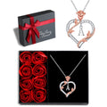 Iefil I Love You Gifts for Her with Rose Box, 925 Sterling Silver Rose Heart Initial B Letter Pendant Necklace Jewelry for Women Anniversary Women Gifts for Her Girlfriend Wife