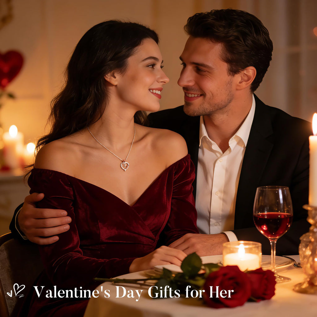 Iefil I Love You Gifts for Her with Rose Box, 925 Sterling Silver Rose Heart Initial B Letter Pendant Necklace Jewelry for Women Anniversary Women Gifts for Her Girlfriend Wife